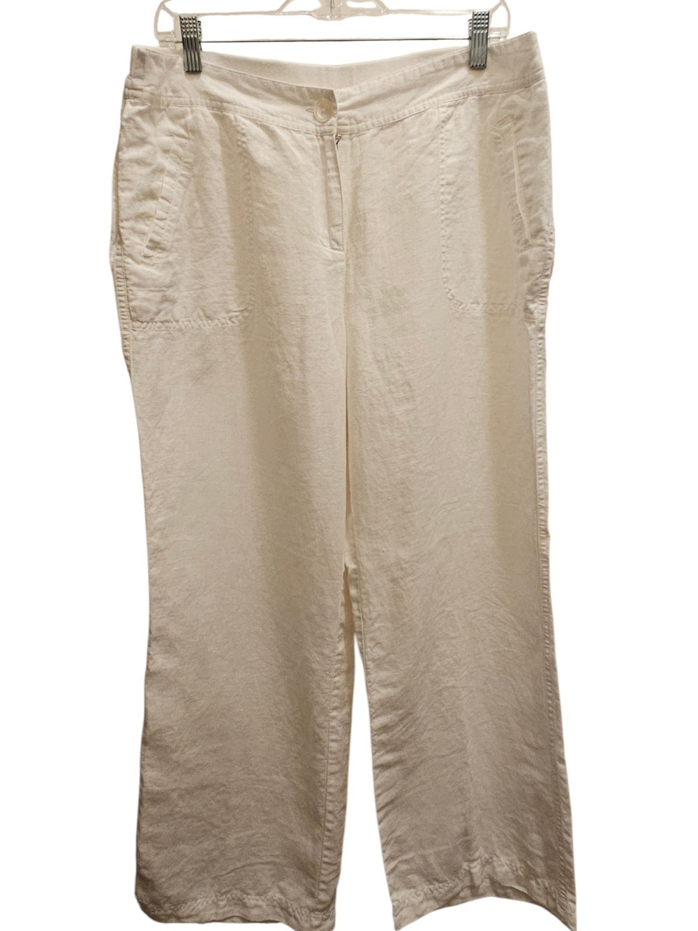 Chico's Cream Wide-Leg Linen Pants SIZE 2